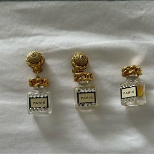 Perfume bottle earrings & pin